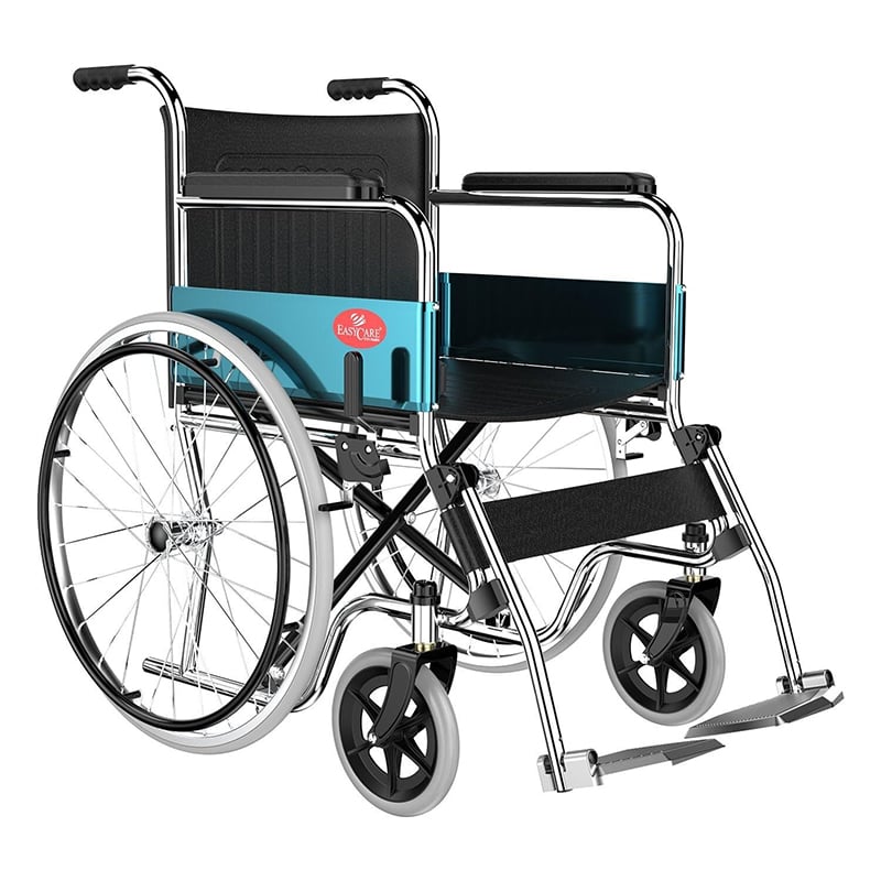 Picture of Wheel chairs for old People | Foldable wheelchair suitable for old age Patient at home & Travel |portable flip up leg rest with Hand Brake | chrome finish (Imported Wheelchair)