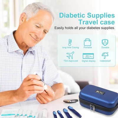 Picture of Insulin Cooler Case, 24-Hour Refrigerated Medicine Cooler for Travel with Thermometer Temperature Display - TSA Approved - Medicine Organizer Bag Includes 2 Ice Packs for Daily Life Trip
