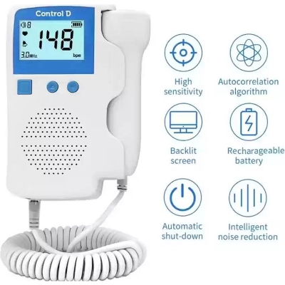 Picture of Medical Fetal Doppler Ultrasound Baby Heartbeat Vascular Pocket Prenatal Detector Home Pregnant Heart Rate Monitor.