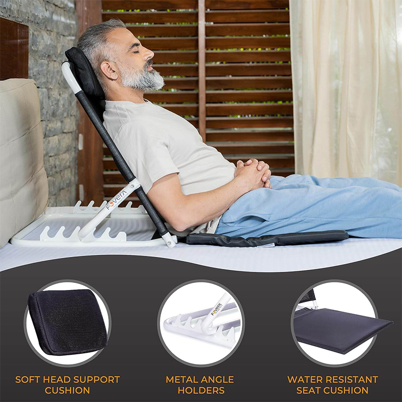 Picture of Adjustable Hospital Back Rest for Use on Bed, Back Support for Patient at Home, Multifunction, Large Size, 5 Changeable Recline Angles, Foldable & Portable (Pack of 1) Int: One size