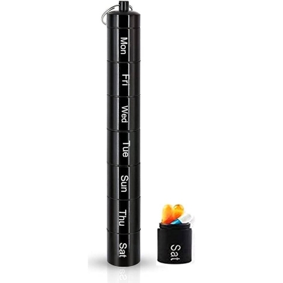 Picture of Aluminum Alloy Tube Travel Pill Box Holder Weekly Medicine Storage Organizer Container Seal Waterproof 7 Grids Medicine Case.