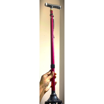Picture of Folding Trekking Poles T-handle Hiking Anti-Slip Poles Cane Walking Stick Cane Crutch with LED Light Mountaineering Hiking Tools