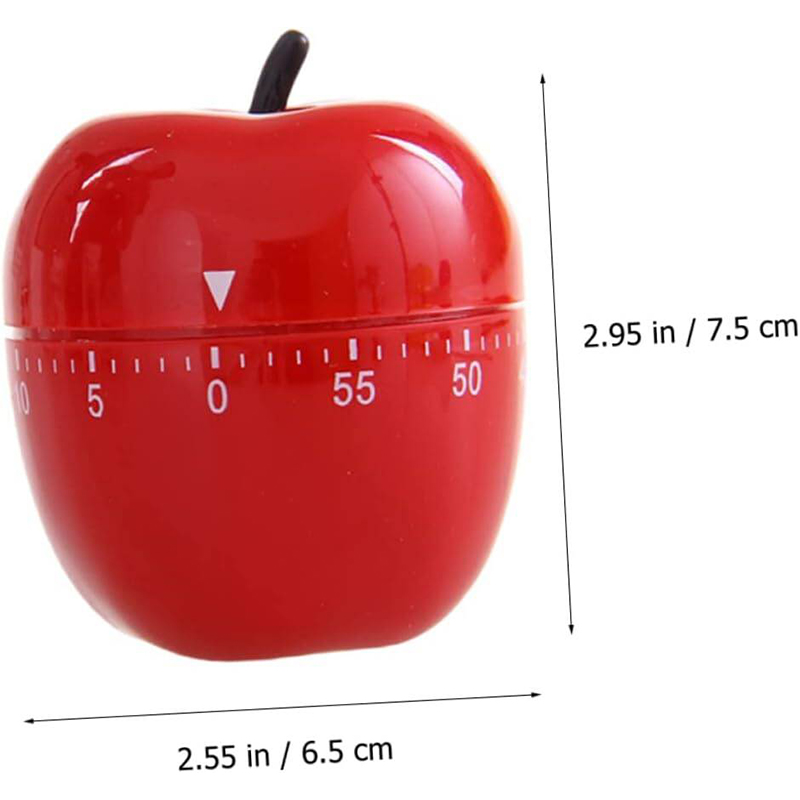 Picture of Cute Fruit Kitchen Timer, 60 Minutes Apple Shape Mechanical Timer Novelty 360 Degree Rotating Manual Timer for Home Cooking Timing Tool