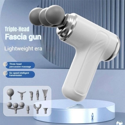 Picture of Triple head Massage Gun Pro+ Mini, Portable Massage Gun, 3-Head Percussion, 6-Speed Settings, Deep Tissue Muscle Relief, 2300-3200RPM, with 9 Attachments, 1200mAh Battery