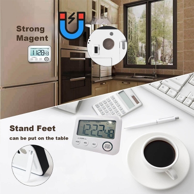 Picture of Kitchen Timer, Alarm Clock, Multifunctional Digital Cooking Timer with Large LCD Display, Magnetic Stopwatch, Timer with Clock, Alarm Clock, Magnet