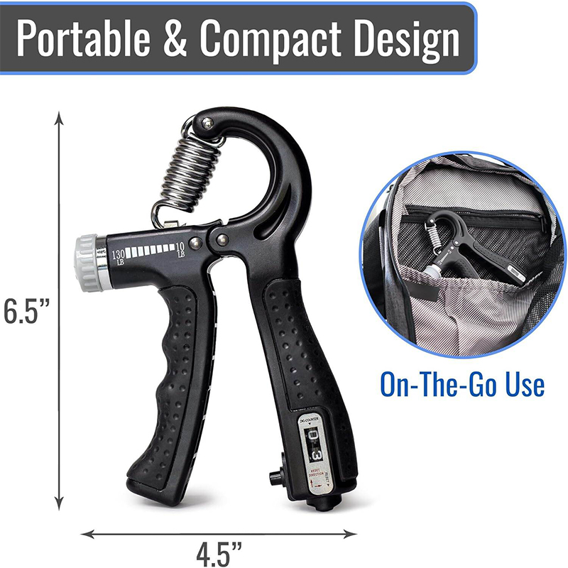 Picture of Sports Adjustable Hand Grip (10kg - 60kg) Strengthener with Counter for Men & Women for Gym Workout Hand Exercise Equipment to Use in Home for Forearm Exercise (Black) Stainless Steel Spring