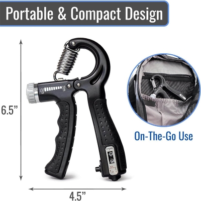 Picture of Sports Adjustable Hand Grip (10kg - 60kg) Strengthener with Counter for Men & Women for Gym Workout Hand Exercise Equipment to Use in Home for Forearm Exercise (Black) Stainless Steel Spring