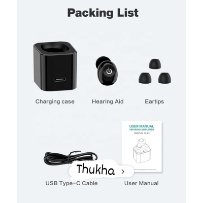 Picture of Digital Wireless Finger Touch Single ear Volume Adjustment Portable designe Axon K-81 CIC Hearing Aid (Black)