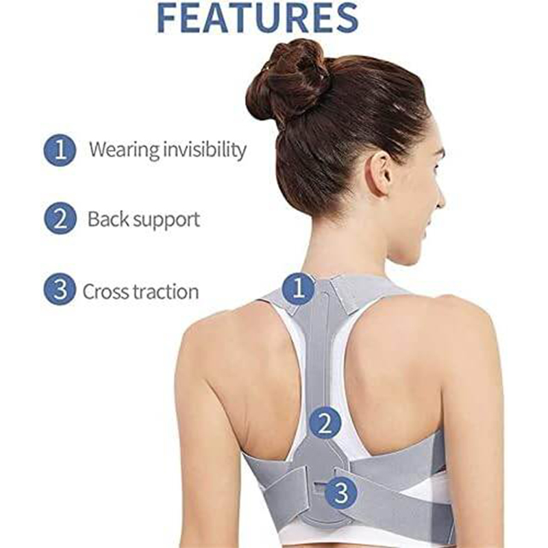 Picture of Posture Corrector Posture Correction Lower Back Pain Clavicle Spine Shoulder Support Belt Back Pain Relief Student/Adults/Unisex Easy to Use Back Posture-Blue Gray
