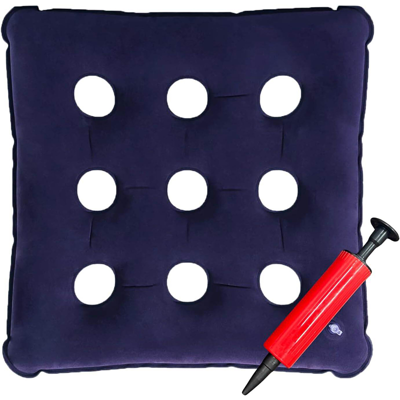 Picture of Inflatable Seat Air Cushions for Bottoms Flocking 16 Holes, Square Cushion Anti Bedsore with Bonus Air Pump for Wheelchair Office Chair Car