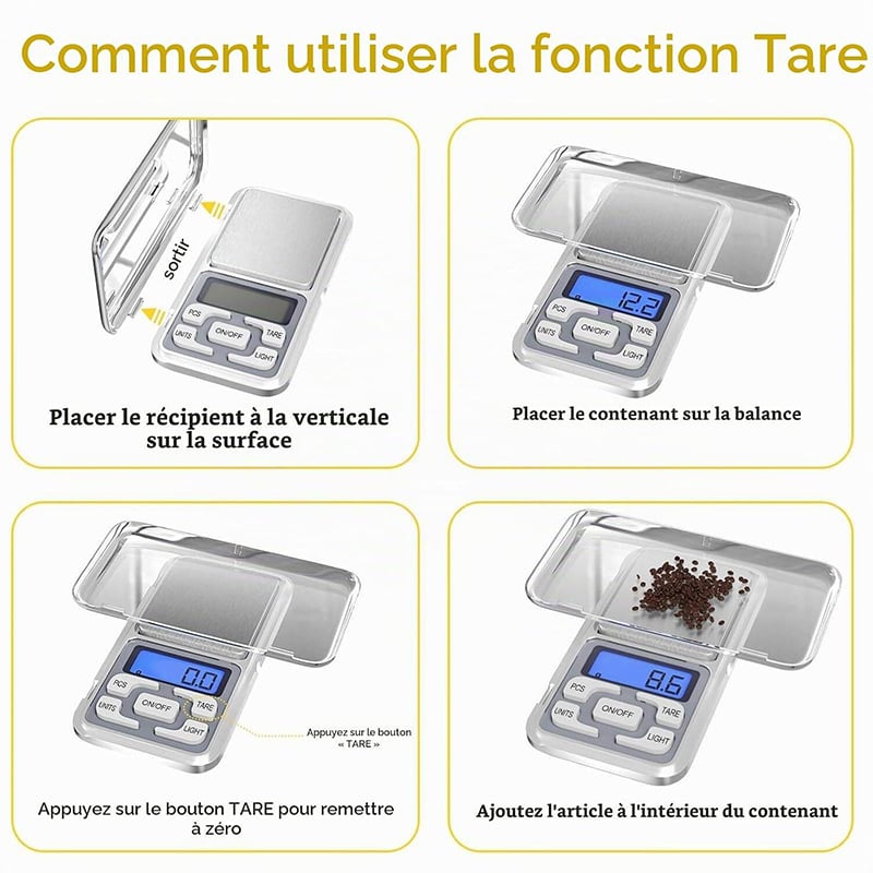 Picture of Precision Scales 0.1g-500g Small Precision Scale with Backlit LCD Display Mini Precision Kitchen Scales for Kitchen, Coffee, Travel, Medicine, Jewelry