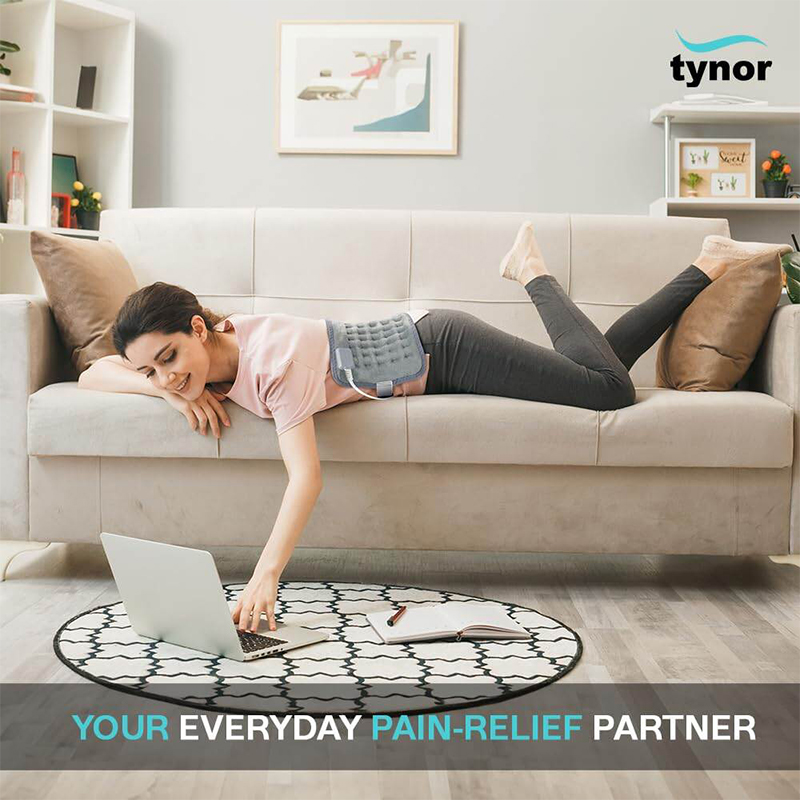 Picture of Tynor Heating Pad, Pain Relief for Men & Women | Soft and Flexible for Comfort | Adjustable Heat Therapy | Pack of 1 (Standard, Grey) Int: 30.5*21.5 cm-Grey
