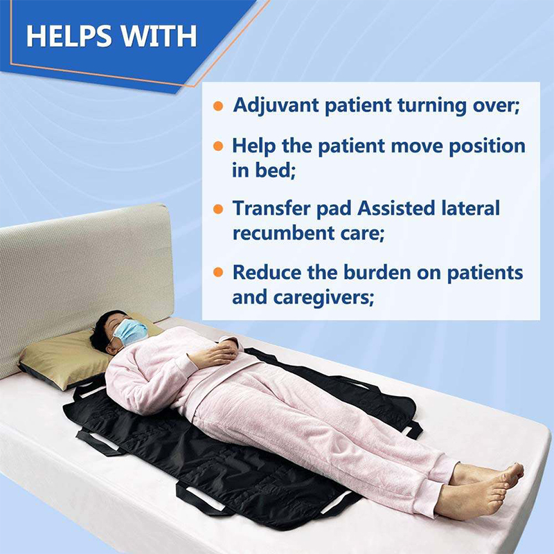 Picture of Heavy-Duty Bed Positioning Pad with Reinforced Handles, Patient Transfer and Repositioning Draw Sheet for Bedridden, Disabled, Elderly, Stroke Recovery and Incontinence Care, Non-Slip Hospital Grade Transfer Blanket 43" x 36"