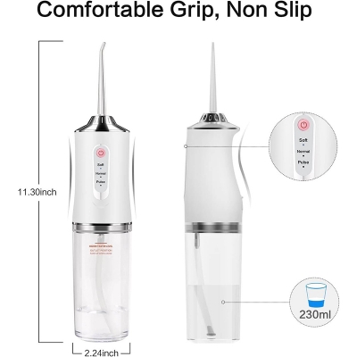 Picture of 220ml Electric Oral Irrigator Wireless, USB Rechargeable Dental Water Flosser with 4 Nozzles and 3 Pressure Modes, Teeth Cleaning and Whitening 4 Jet Tip IPX7 Waterproof Tooth Cleaner