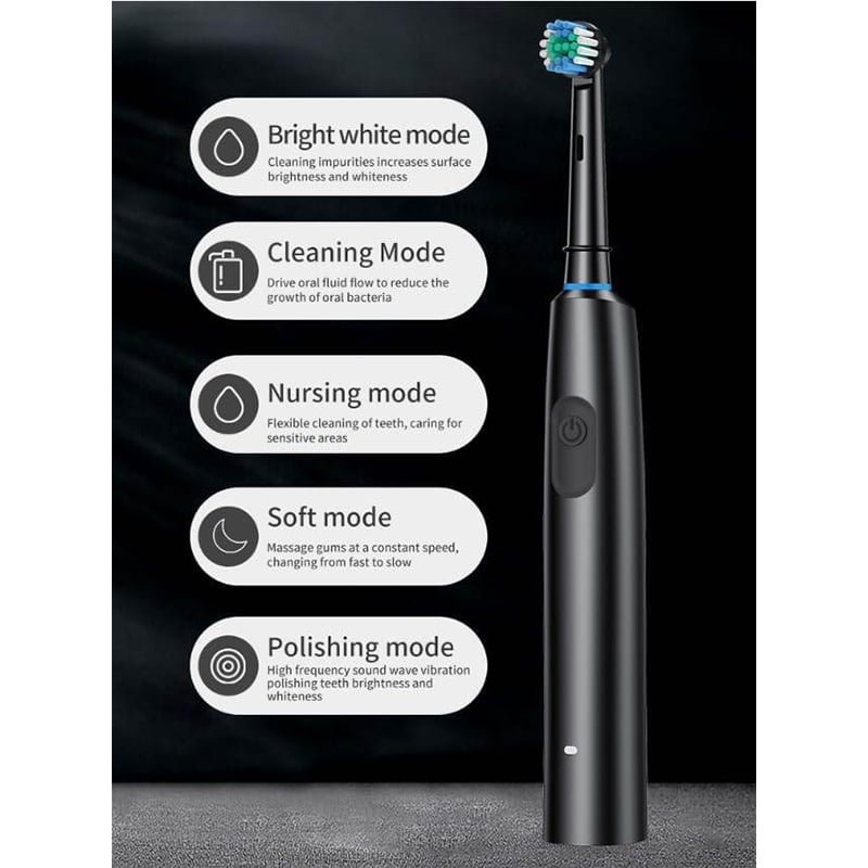 Picture of Electric Toothbrush Rotary Cleaning Teeth Brush Waterproof Electronic Tooth Brush With Timer Rechargeable Toothbrush with 8 Head