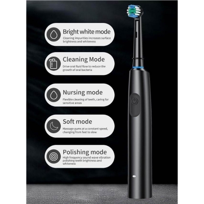 Picture of Electric Toothbrush Rotary Cleaning Teeth Brush Waterproof Electronic Tooth Brush With Timer Rechargeable Toothbrush with 8 Head