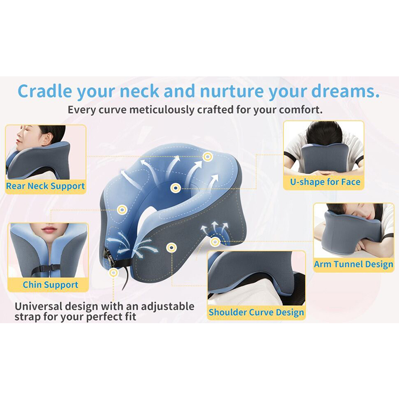 Picture of Premium Memory Foam Airplane Pillow with Storage Bag – Travel in Comfort