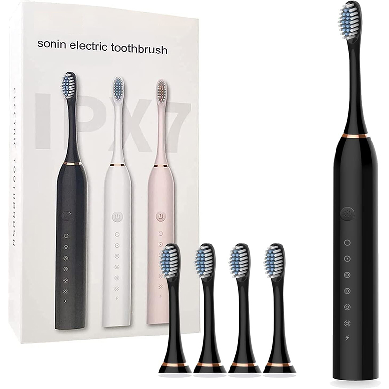 Picture of Rechargeable Electric Toothbrushes for Adults and Kids, Whitening Tooth Brush with 4 Brush Heads, 6 Cleaning Modes and Smart Timer, Waterproof Cleaning Toothbrushes Set