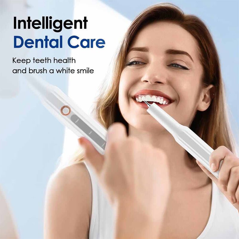 Picture of Ultrasonic Tooth Cleaner - Plaque Remover for Teeth Remove Teeth Stain tarter Plaque Calculus - with Led 3 Adjustable Modes 2 Replaceable Clean Heads - 100% Safe