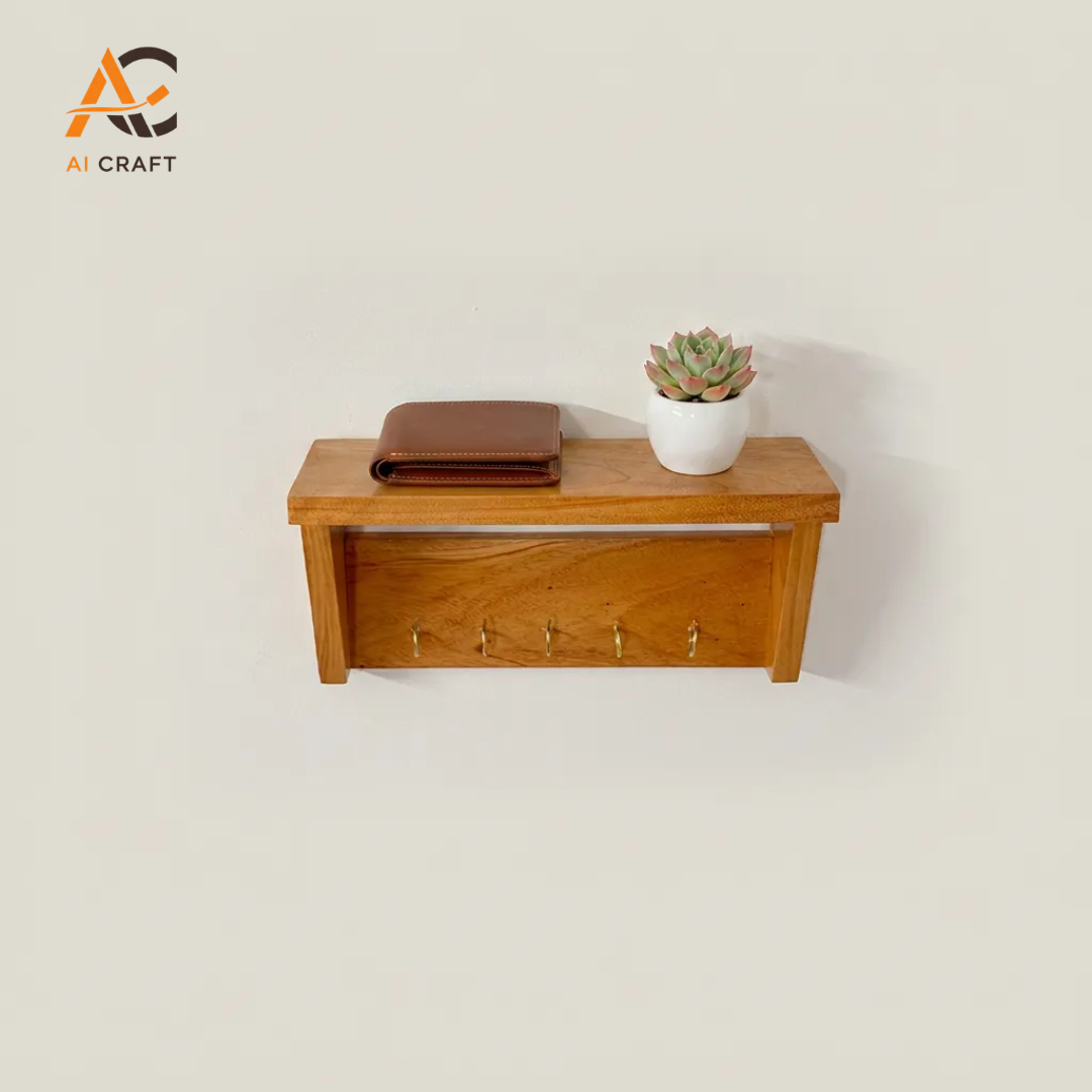 Picture of Rustic Shelf with Hooks