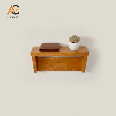 Picture of Rustic Shelf with Hooks