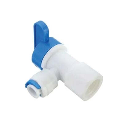 Picture of 1/4" Female x 1/4" Tank Ball Valve Quick Connect RO Water Filters (1/4 OD Tube 1/4) - White
