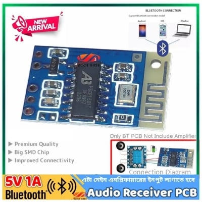 Picture of Bluetooth Audio Receiver PCB 5V Audio Receiver Board lossless Wireless Music Bluetooth to using Main Amplifier such As Pam8403 TDA2030 Black