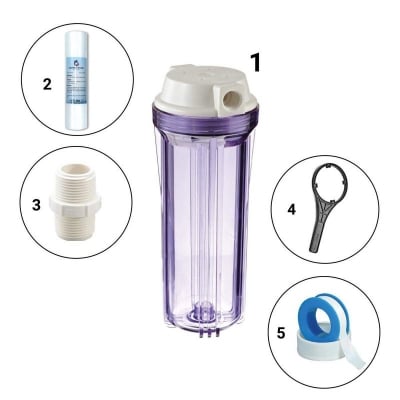 Picture of Mini Iron Removal Housing Filter 10 Inch (Vietnam) | Clear Housing with Sediment Filter