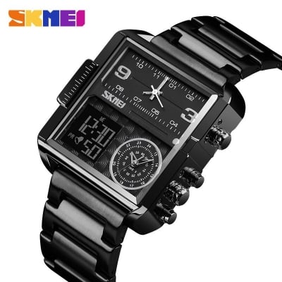 Picture of SKMEI 1584 Analog Digital 3 Time Stainless Steel Sports Watch For Men 