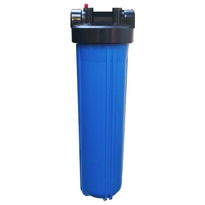 Picture of 20 Inch Whole House jumbo Water Filter Housing 1-Inch Outlet/Inlet with Wrench and Bracket -4.5 Inch x 20 Inch- Blue Color
