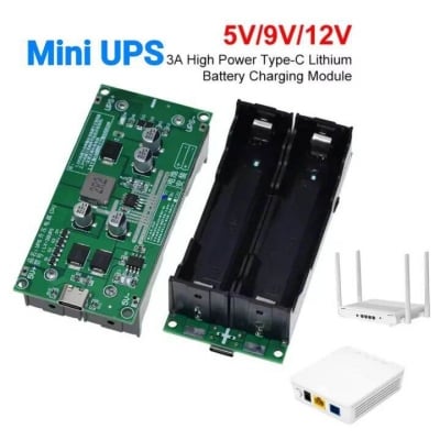Picture of Type-C 15W 3A Fast Charge UPS Power Supply / 18650 Lithium Battery Charger Module DC-DC Step Up Converter 5V 9V 12V Green
