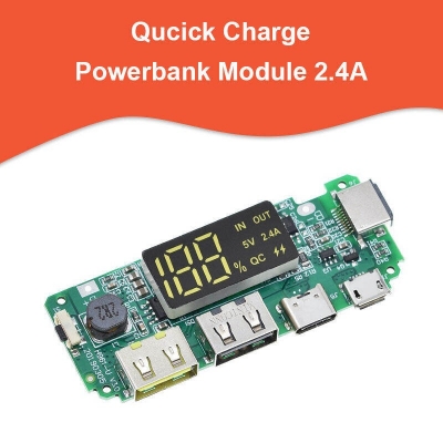 Picture of LED Dual USB 5V 2.4A Micro/Type-C USB Mobile Power Bank 18650 Charging Module Lithium Battery Charger Board Circuit Protection Green