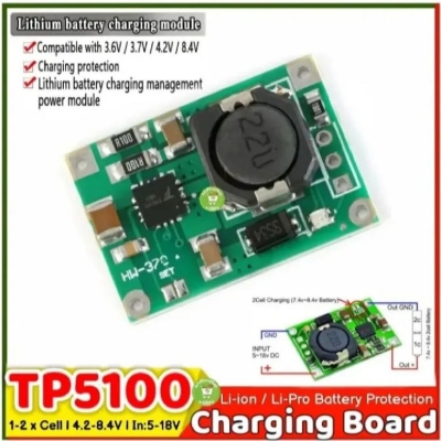Picture of TP5100 4.2V 8.4V single and double cell lithium Battery charging lithium battery 2A charging board equivalent TP4056 Green