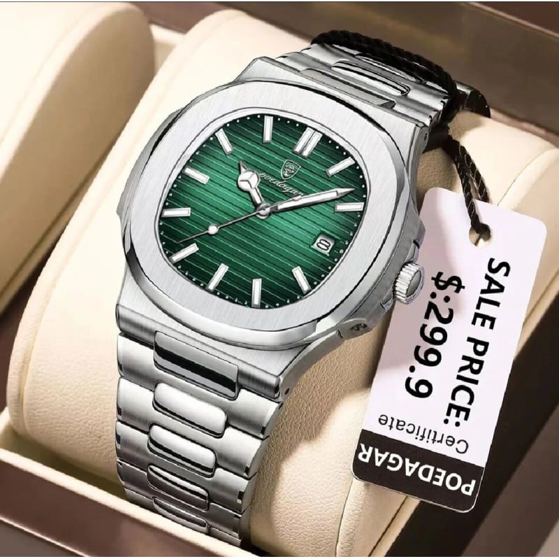 Picture of POEDAGAR 613 Luxury Watch Business  Luminous Date Stainless Steel Square Quartz Men Watch 