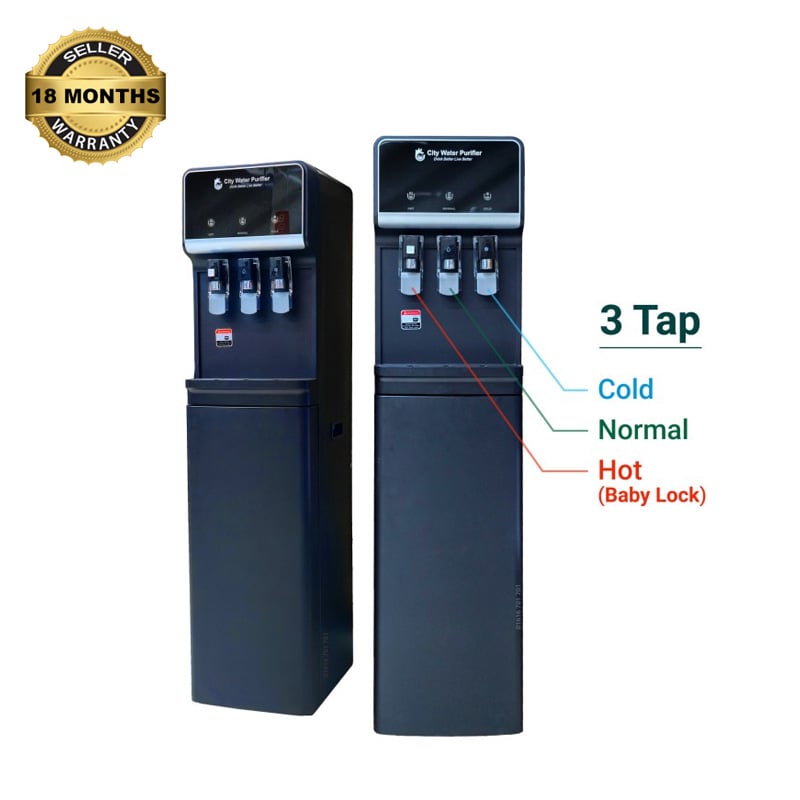 Picture of RO Premio (Hot-Cold-Normal) Water Purifier | Cabinet Type 7 Stage RO - 100 GPD - Black