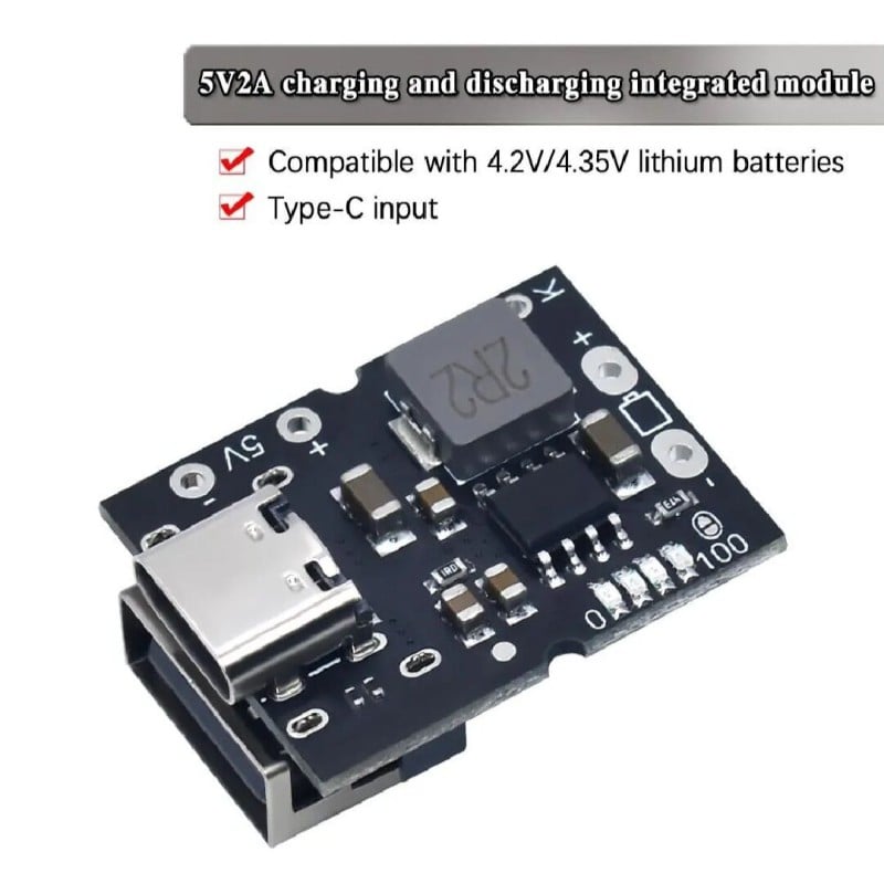 Picture of Power Bank Circuit Module Type-C USB 5V 2A Boost Converter Step-Up Power Module Black