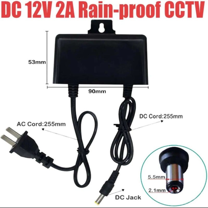 Picture of CCTV Camera Adapter DC 12V 2A SMPS Power Supply lighting transformer For Security System IP Camera LED Strip light W1209 XH-M452 Black