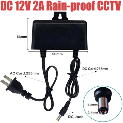 Picture of CCTV Camera Adapter DC 12V 2A SMPS Power Supply lighting transformer For Security System IP Camera LED Strip light W1209 XH-M452 Black