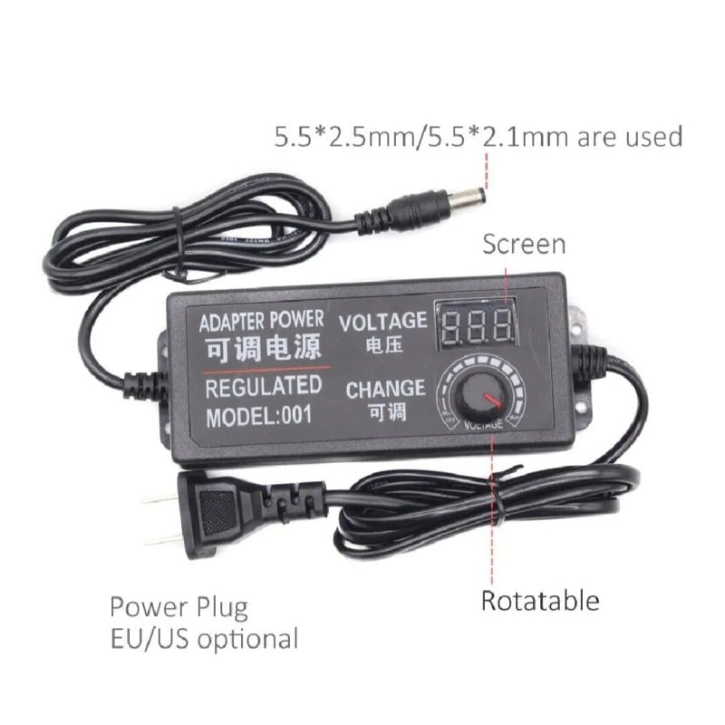 Picture of DC 3V to 24V 5A. 3V to 24V. Otu Adjust Adapter. Universal Adjustable AC DC Power Adapter Voltage Regulated Adapter Black