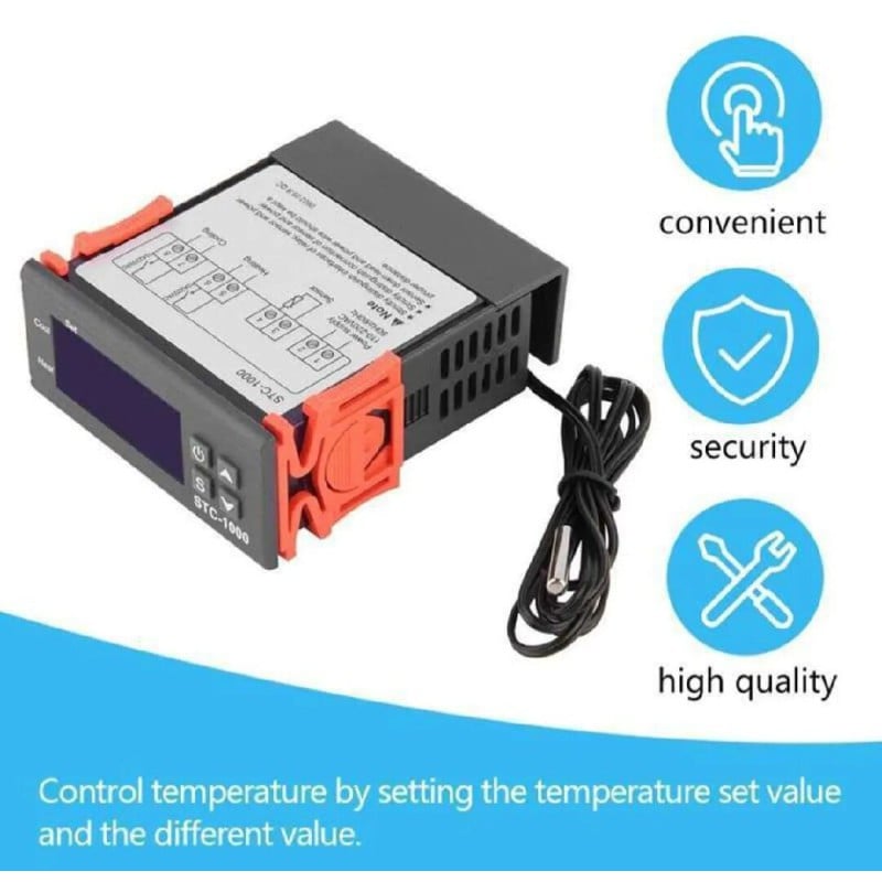 Picture of DC12V 24V AC110-220V STC-1000 LED Digital Thermostat for Incubator Temperature Controller Thermoregulator Relay Heating Cooling Black