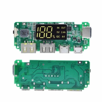 Picture of LED Dual USB 5V 2.4A Micro/Type-C USB Mobile Power Bank 18650 Charging Module Lithium Battery Charger Board Circuit Protection Green