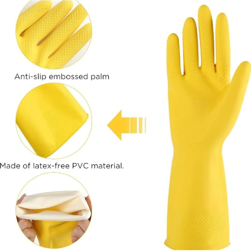 Picture of Rubber Safety Hand Gloves Kitchen & Multiple Use ( Yellow)- 1 Pair 