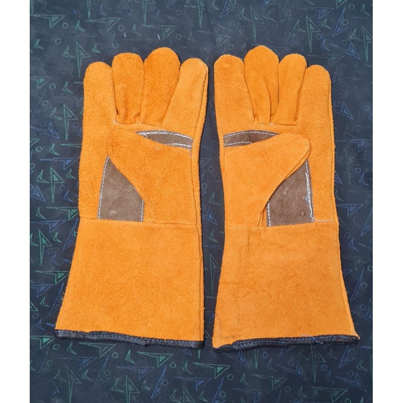 Picture of 13" Welding Gloves Heat Resistance Long Cow Split Leather Gloves for Welder Work(1 Pair) Brown