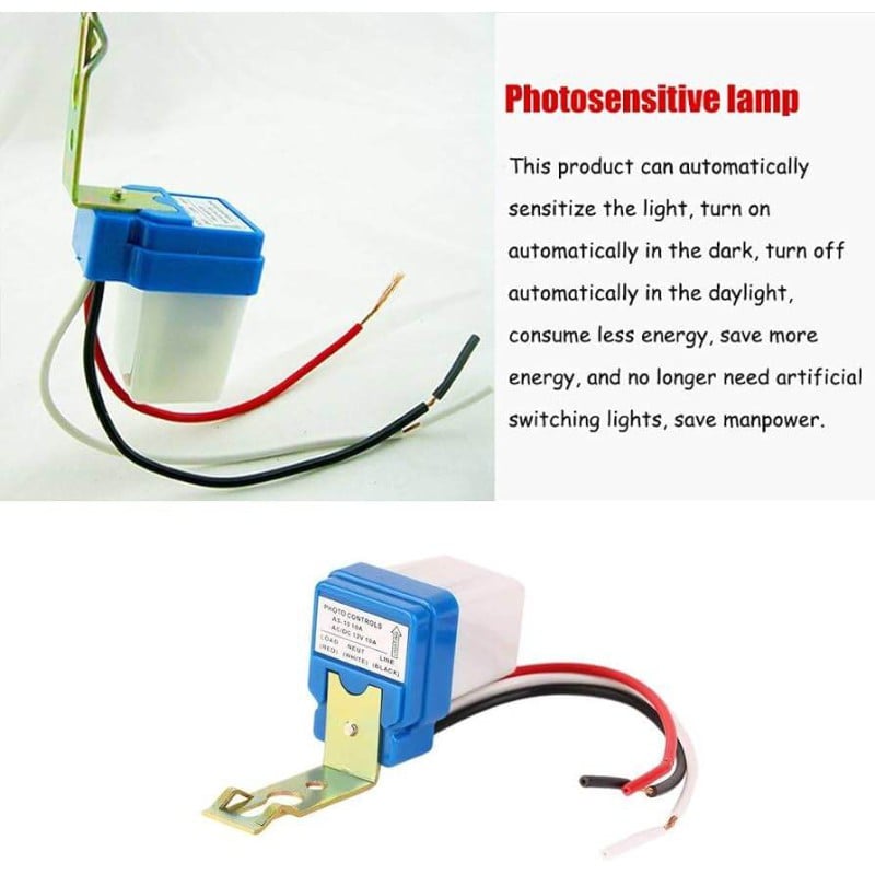 Picture of Automatic On Off Street Light Switch Photo Control Sensor AS-10 for AC 220V 10A Rainproof Day Night Auto On Off light Sensor switch Photocell LDR switch White