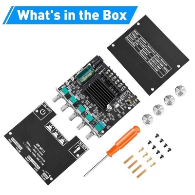 Picture of ZK-MT21 Amplifier 2x50W+100W 2.1 Channel Subwoofer Digital Power Amplifier Board  AUX 12V 24V Audio Stereo Bluetooth 5.0 Bass Amplifier Black