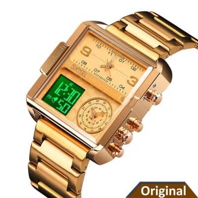 Picture of SKMEI 1584 Analog Digital 3 Time Stainless Steel Sports Watch For Men 