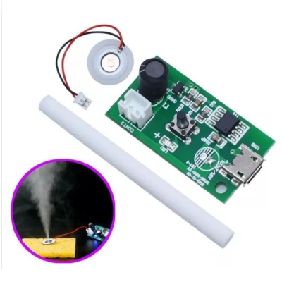 Picture of Mini Air Humidifier DIY Kit USB Mist Maker Moisture Spray Fogger Atomizer Mini Oscillator with Switch Timer Function with Cotton Swab & Stand DC 5V White