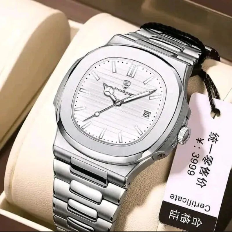 Picture of POEDAGAR 613 Luxury Watch Business  Luminous Date Stainless Steel Square Quartz Men Watch 