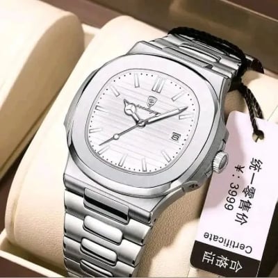 Picture of POEDAGAR 613 Luxury Watch Business  Luminous Date Stainless Steel Square Quartz Men Watch 