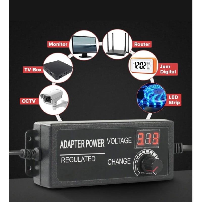Picture of DC 3V to 24V 5A. 3V to 24V. Otu Adjust Adapter. Universal Adjustable AC DC Power Adapter Voltage Regulated Adapter Black
